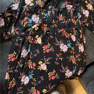 Torrid Black Dress with Red and Yellow Floral Print